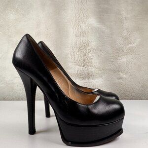 Fendi Authentic Decolette Nappa Nero Black Leather Platform Pumps EUR 38